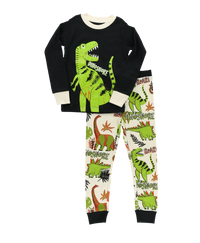DinoSnore Black Kid's Long Sleeve Pajama Set