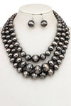 TRIPLE LAYERED BEAD NECKLACE SET