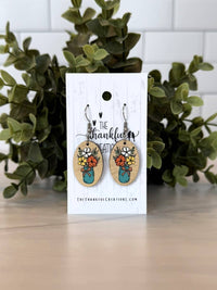 Fall Wildflower Mason Jar Wood Earrings Handmade
