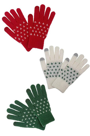 Holiday Snowing Mountain Gloves: Green