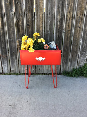 Up-Cycled Drawer Plant Stand in Red