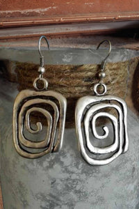 Western Vintage Square Swirl Hook Earrings
