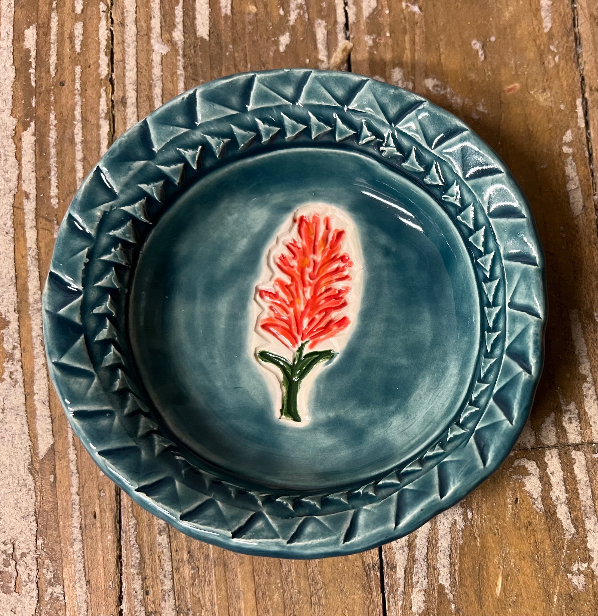 Wyoming Pottery Bitty Dishes with Indian Paintbrush