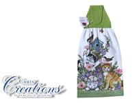 KITCHEN TOWEL Cats w/birdhouse