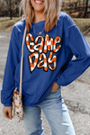 Chenille Checkered Game Day Graphic Sweatshirt