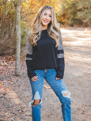 Patterned Colorblock Raglan Top