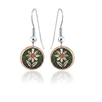 F 37 Green round floral design earrings