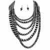 Navajo Bead Turquoise Silver Layer Five Necklace Earrings Set