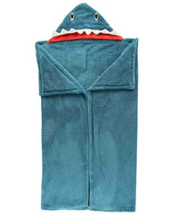 Wearable Hooded Fleece Blankets For Kids - Blue Shark
