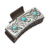Western flower engraved rectangular grande hair claw
