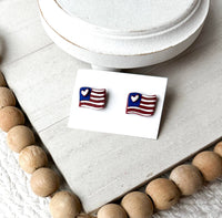 Polymer Clay Earrings - Patriotic Stud Flag