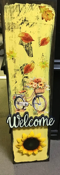 Yellow sunflower welcome sign