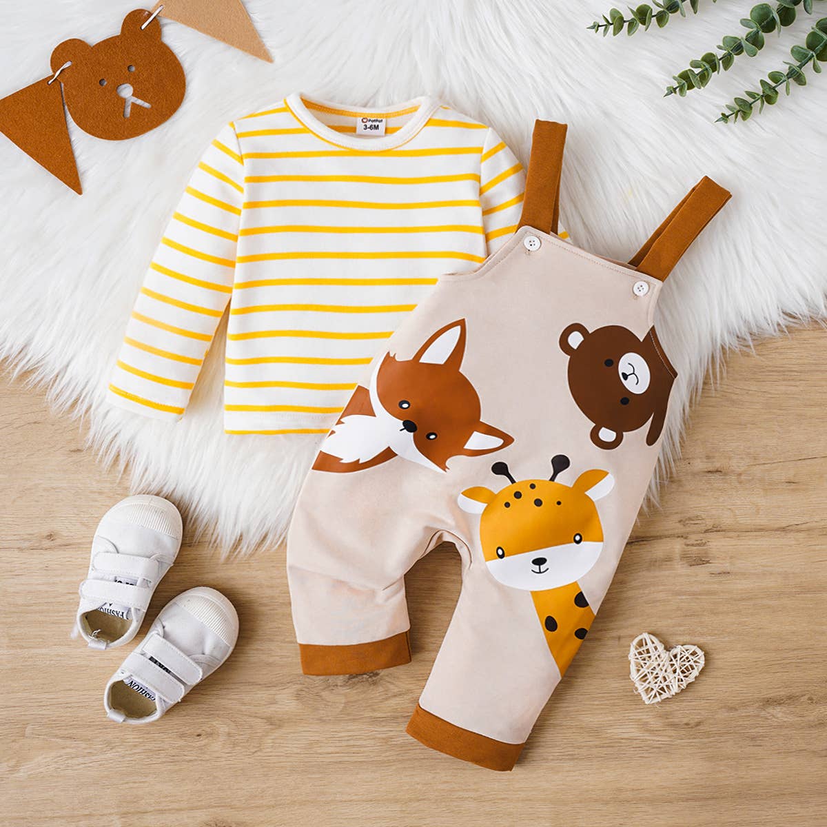 2pcs Baby Unisex Animal Pattern Long Sleeve Set