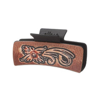 SUNFLOWER PRINT LEATHER WESTERN HAIR CLIPS CLAW_CWAHA0603