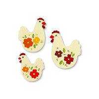 Floral Hen Magnets S/3
