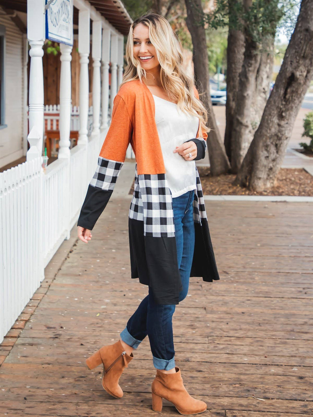 Plaid Colorblock Cardigan