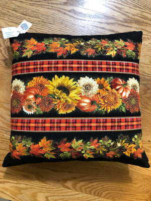 CHRIS' CREATIONS Fall flowers and pumpkins pillow