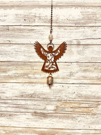 Angel single bell rustic memorial garden chime