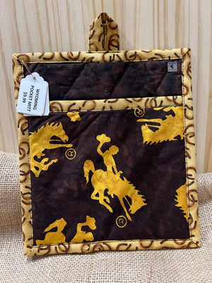 #Wyoming Pocket Mitt #10 Gold Horse on Brown
