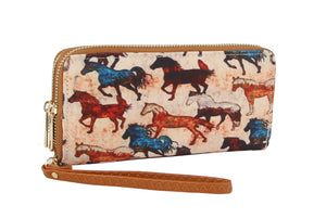 MULTI COLOR HORSE ZIP AROUND WALLET: MT / ONE SIZE