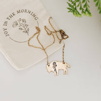 Indian Paintbrush Bison Necklace, Wyoming Flower, Buffalo