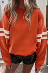 LDC Varsity Striped Spring Detail Drop Shoulder Sweatshirt