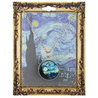 Starry Night Print Silver Globe Fine Art Necklace