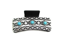 Western Etched Metal Turquoise Stone Hair Claw