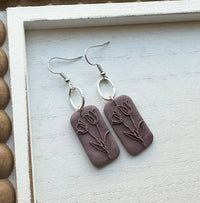 Polymer Clay Earrings - Everyday - Embossed Flower