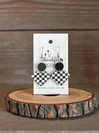Handmade Checkered Race Earrings