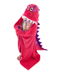 Wearable Hooded Fleece Blankets For Kids - Pink Dinosaur