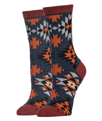 Spicy Hibiscus | Women's Premium Cotton Crew Dress Socks