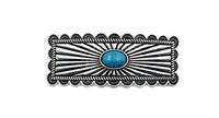 Western Turquoise Etched Metal Plate Hair Barrette
