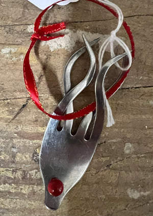 TWISTED IRON Reindeer Fork Ornament