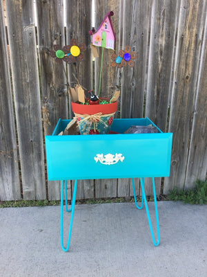 Up-Cycled Drawer Plant Stand in Teal