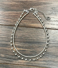 739232, Handmade 16" Silver Navajo Bead Necklace