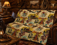Retro Rodeo Western Cowboy Plush Camp Blanket