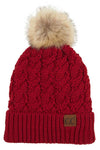 C.C Ribbed Knit Beanie With Pom
