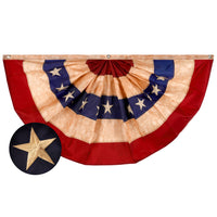 Fan Flag USA Tea-Stained Bunting 1.5x3FT Embroidered Poly