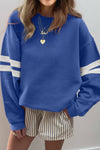 LDC Varsity Striped Spring Detail Drop Shoulder Sweatshirt