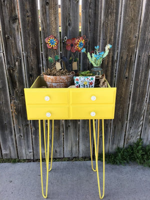 Up-Cycled Drawer Plant Stand in Yellow