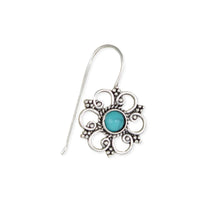 Southwest Silver Turquoise Flower Earrings