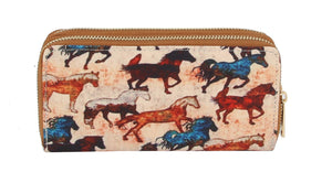 MULTI COLOR HORSE ZIP AROUND WALLET: MT / ONE SIZE