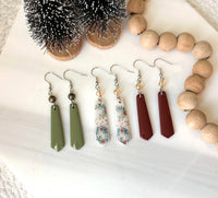Polymer Clay Earrings - Christmas Diamond Drop