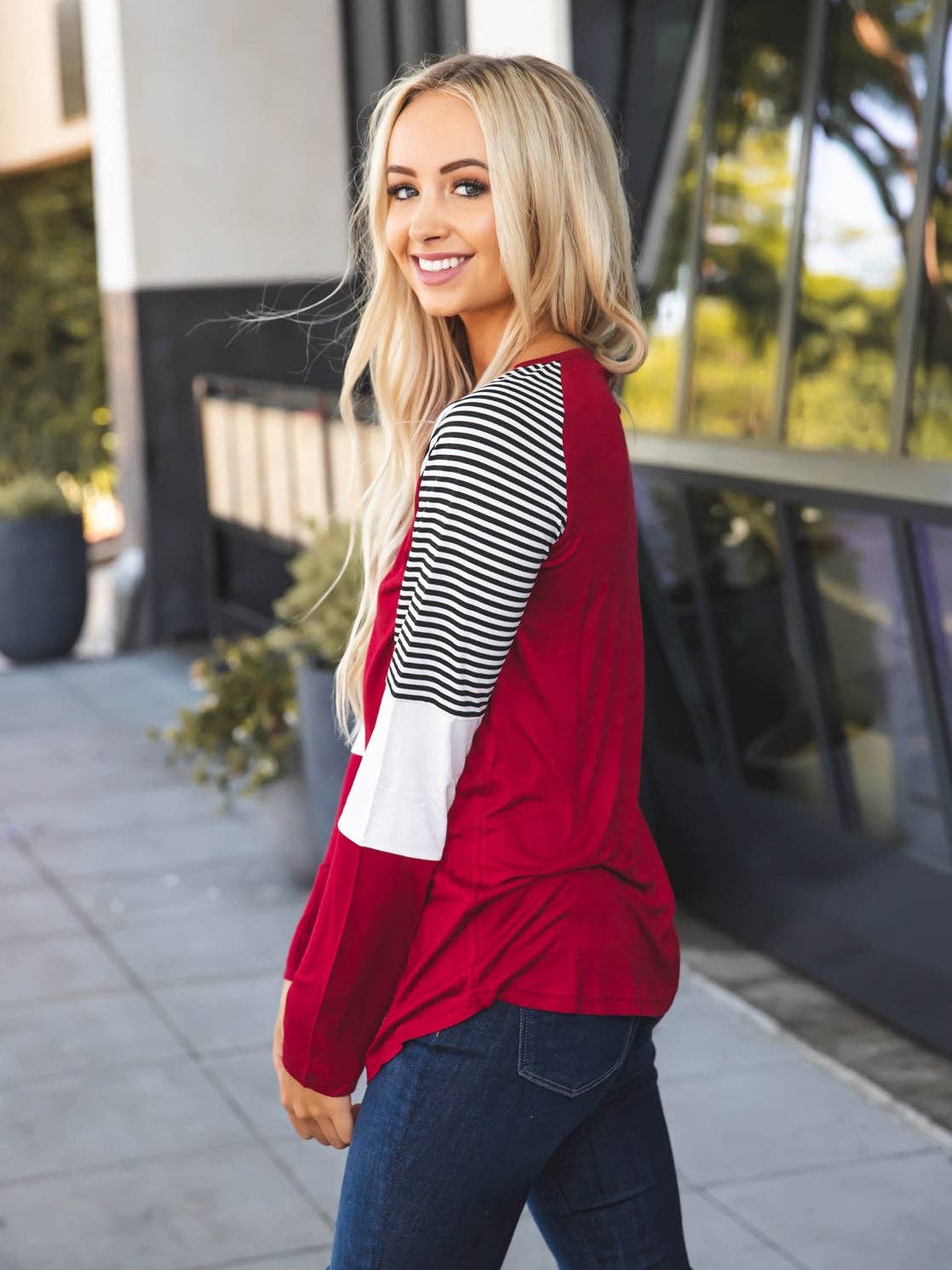 Striped Sleeve Christy Top