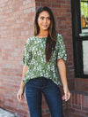 Colorful Floral Flare Sleeve Brooklyn Top