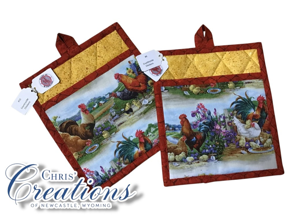 OVEN POCKET MITT Countryside Chickens