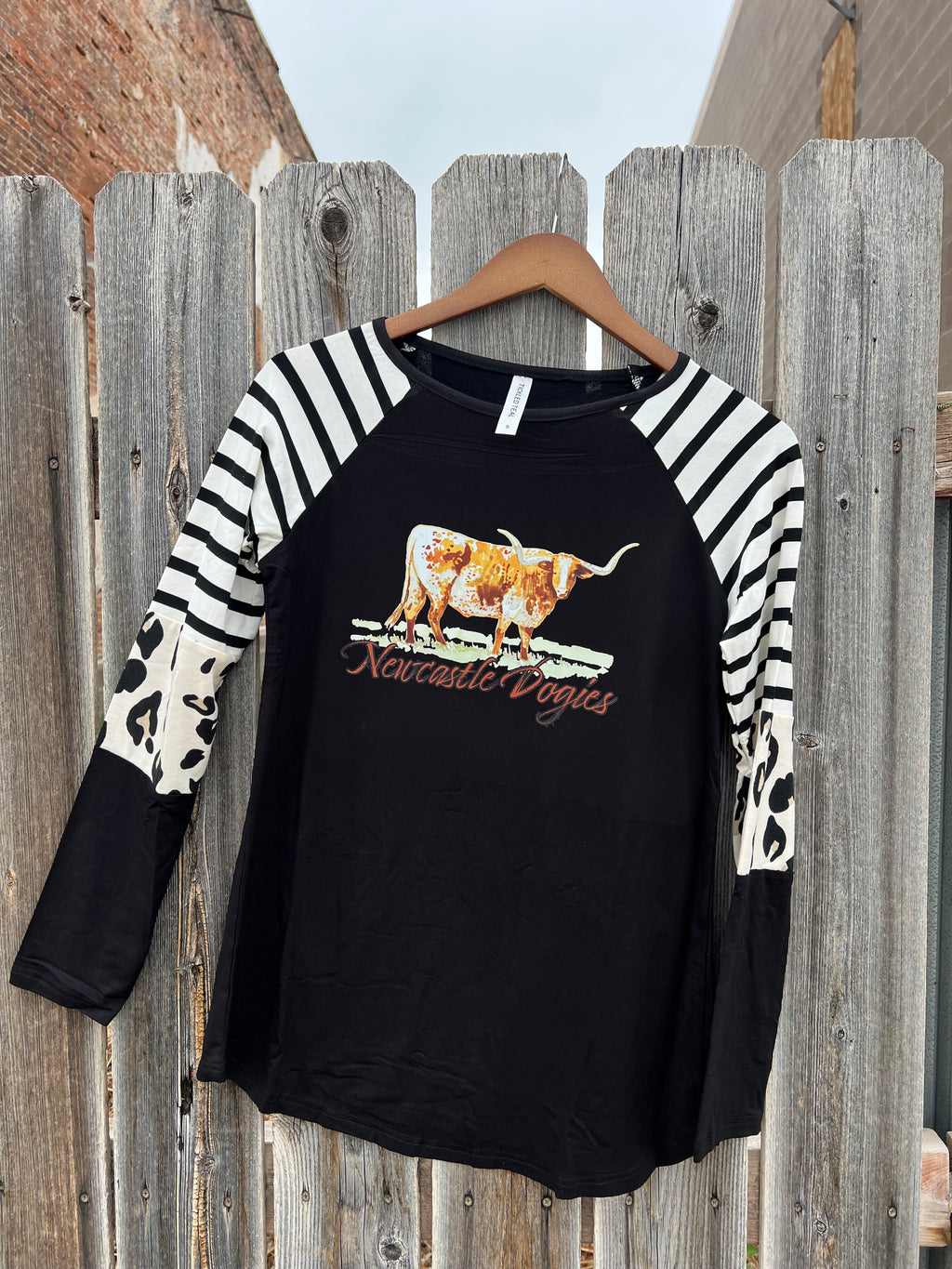 Black Stripe Animal Print Nancy Top with Dogie