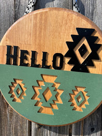 Hello Aztec Door or Wall Hanger