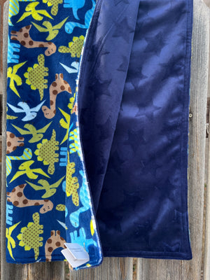 CHRIS' CREATIONS: Baby Cuddle Blanket  Dinosaur/Navy #77